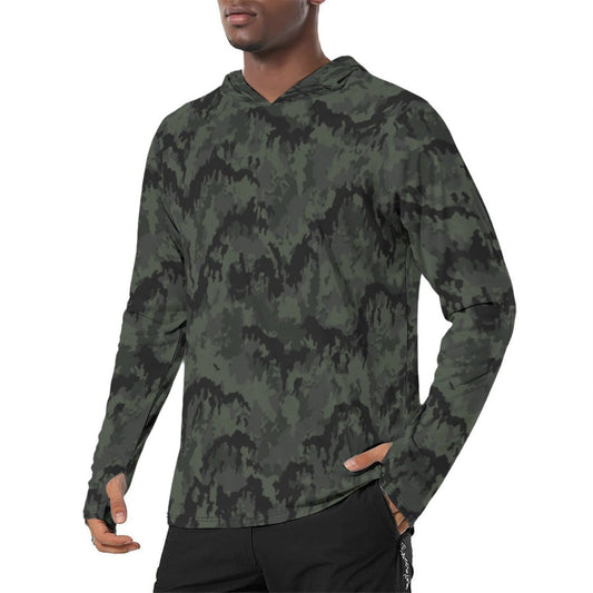 German Leibermuster Nachtjager CAMO Mens Sunscreen Sports Hoodie With Thumb Holes - S / White