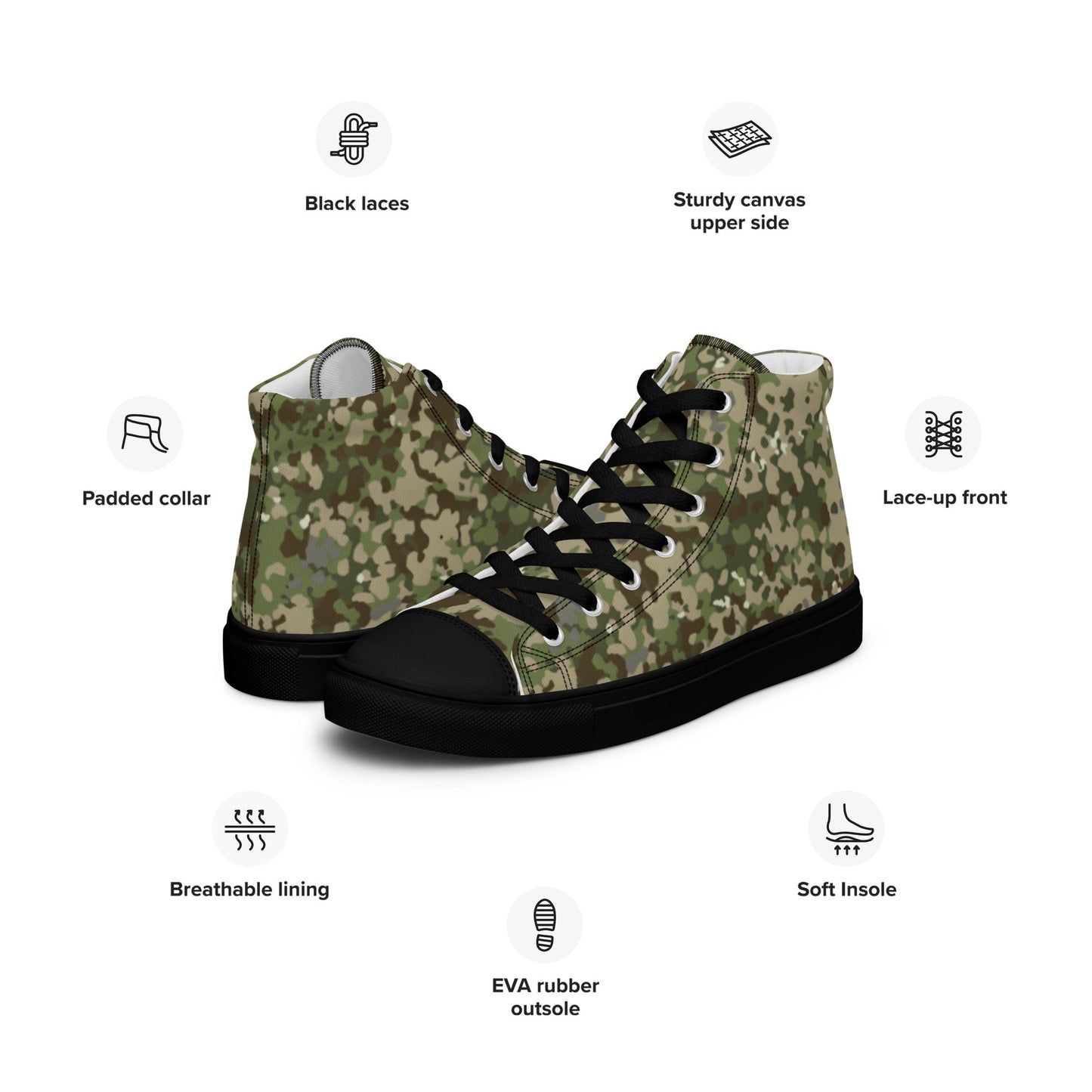 German Multitarn CAMO Mens high top canvas shoes - High Top Canvas Shoes
