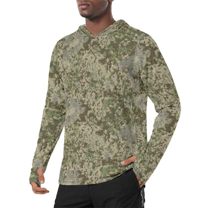 German Multitarn CAMO Mens Sunscreen Sports Hoodie With Thumb Holes - S / White - Hoodies