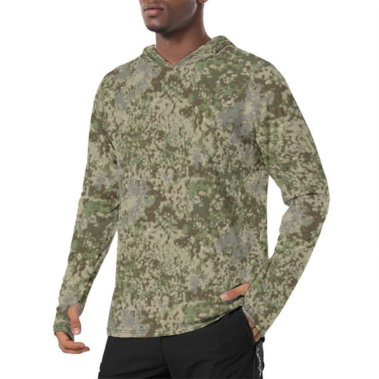 German Multitarn CAMO Mens Sunscreen Sports Hoodie With Thumb Holes - S / White - Hoodies