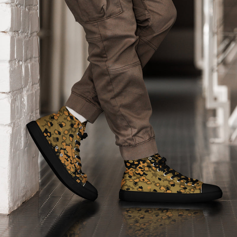 Oak Leaf Eichenlaubmuster Autumn CAMO Mens High-Top Canvas Shoes - Black / 5