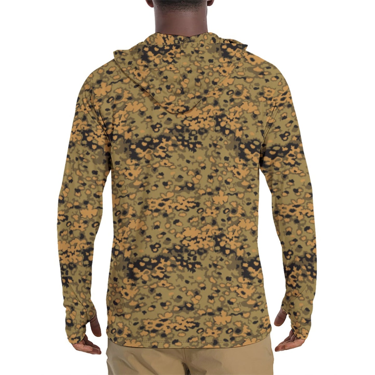 German Oak Leaf Eichenlaubmuster Autumn CAMO Mens Sunscreen Sports Hoodie With Thumb Holes - S / White