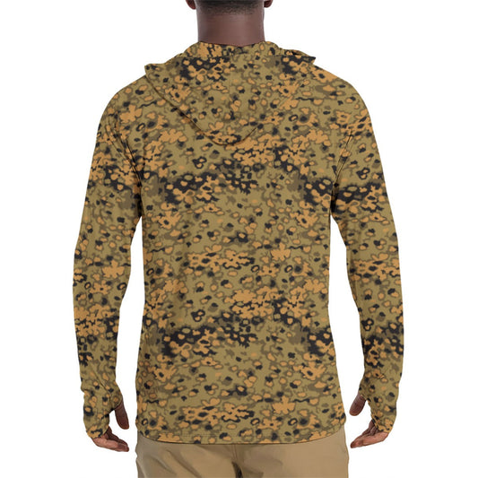 German Oak Leaf Eichenlaubmuster Autumn CAMO Mens Sunscreen Sports Hoodie With Thumb Holes - S / White