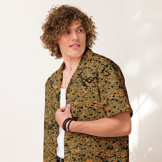 German Oak Leaf Eichenlaubmuster Autumn CAMO Unisex Short-Sleeve Button Shirt - 2XS