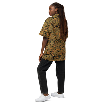 German Oak Leaf Eichenlaubmuster Autumn CAMO Unisex Short-Sleeve Button Shirt