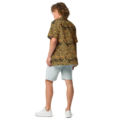 German Oak Leaf Eichenlaubmuster Autumn CAMO Unisex Short-Sleeve Button Shirt