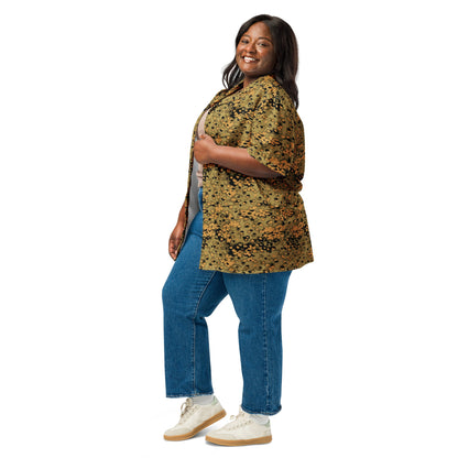 German Oak Leaf Eichenlaubmuster Autumn CAMO Unisex Short-Sleeve Button Shirt