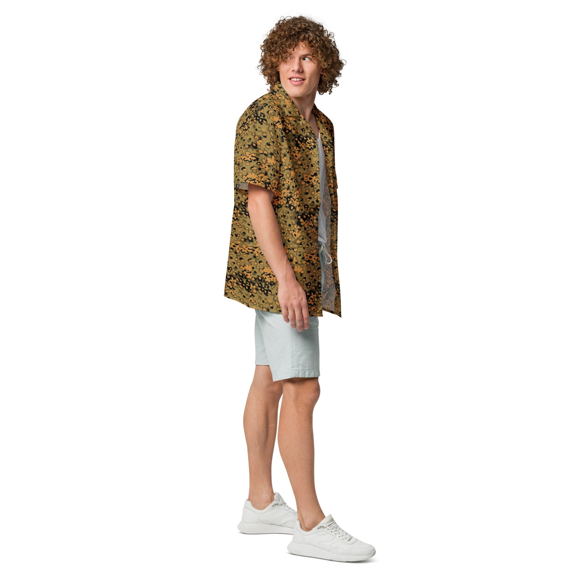 German Oak Leaf Eichenlaubmuster Autumn CAMO Unisex Short-Sleeve Button Shirt