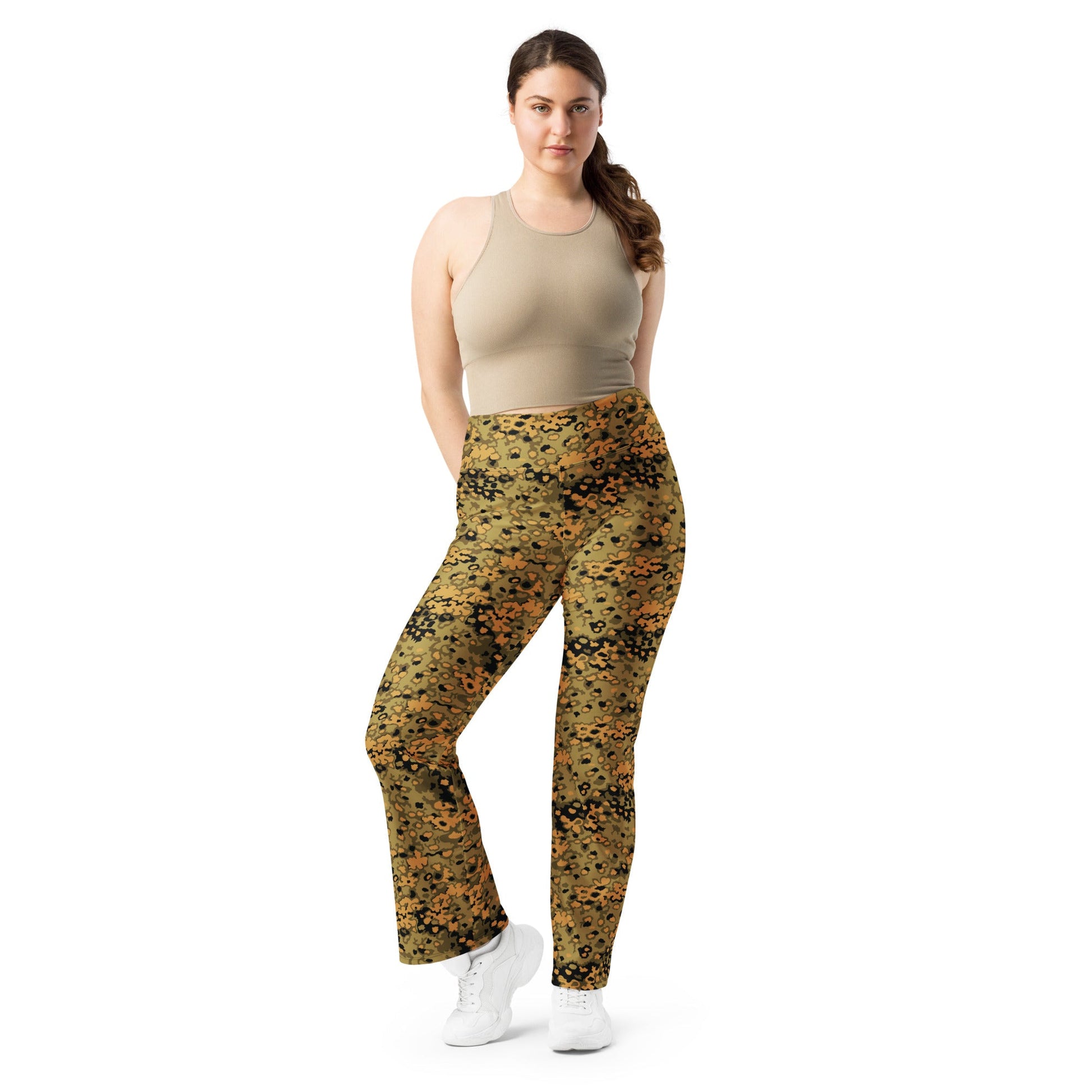 German Oak Leaf Eichenlaubmuster Autumn CAMO Womens Flare Leggings - 2XS