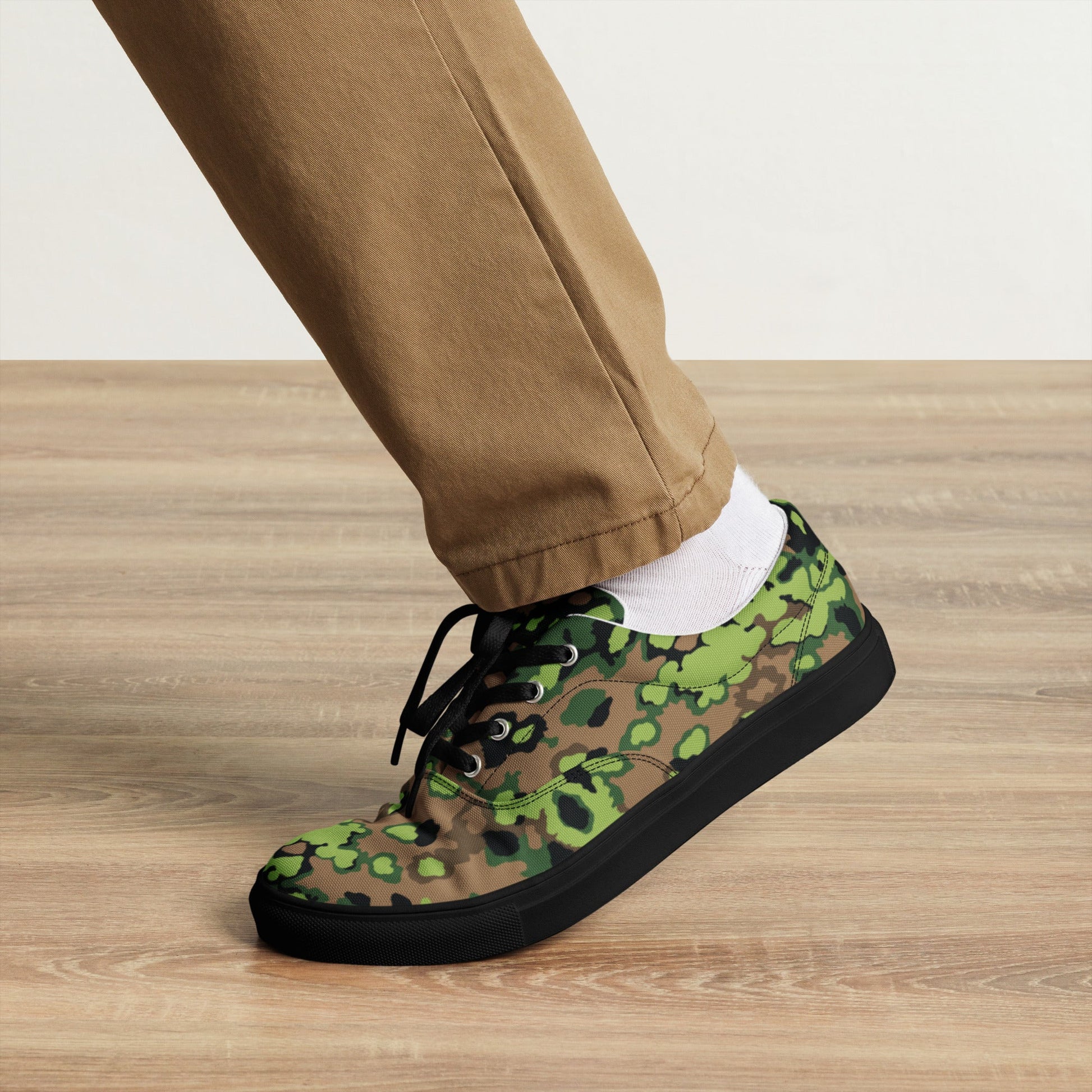 German Oak Leaf Eichenlaubmuster Spring CAMO Mens Lace-Up Canvas Shoes - Lace-up