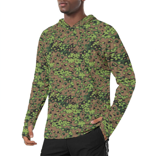 German Oak Leaf Eichenlaubmuster Spring CAMO Mens Sunscreen Sports Hoodie With Thumb Holes - S / White - Hoodies