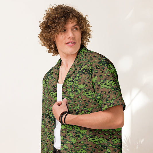 German Oak Leaf Eichenlaubmuster Spring CAMO Unisex Short-Sleeve Button Shirt - 2XS