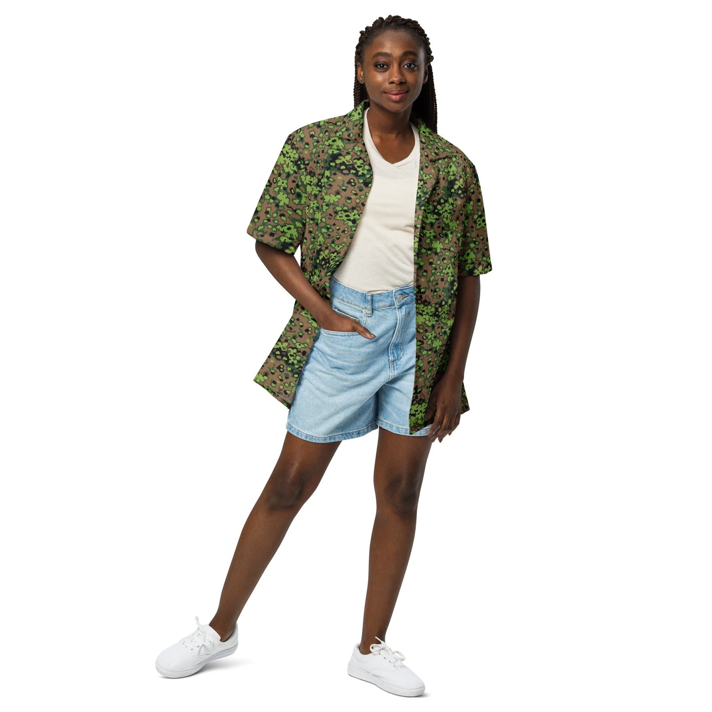 German Oak Leaf Eichenlaubmuster Spring CAMO Unisex Short-Sleeve Button Shirt