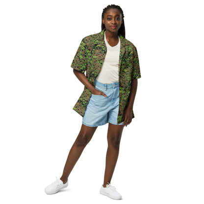 German Oak Leaf Eichenlaubmuster Spring CAMO Unisex Short-Sleeve Button Shirt