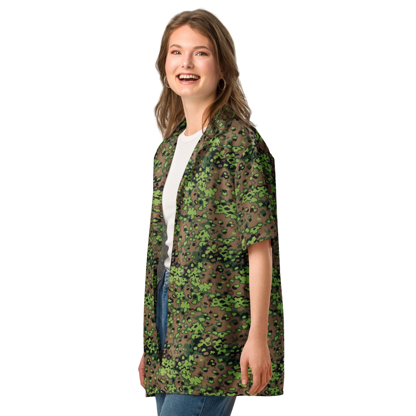 German Oak Leaf Eichenlaubmuster Spring CAMO Unisex Short-Sleeve Button Shirt