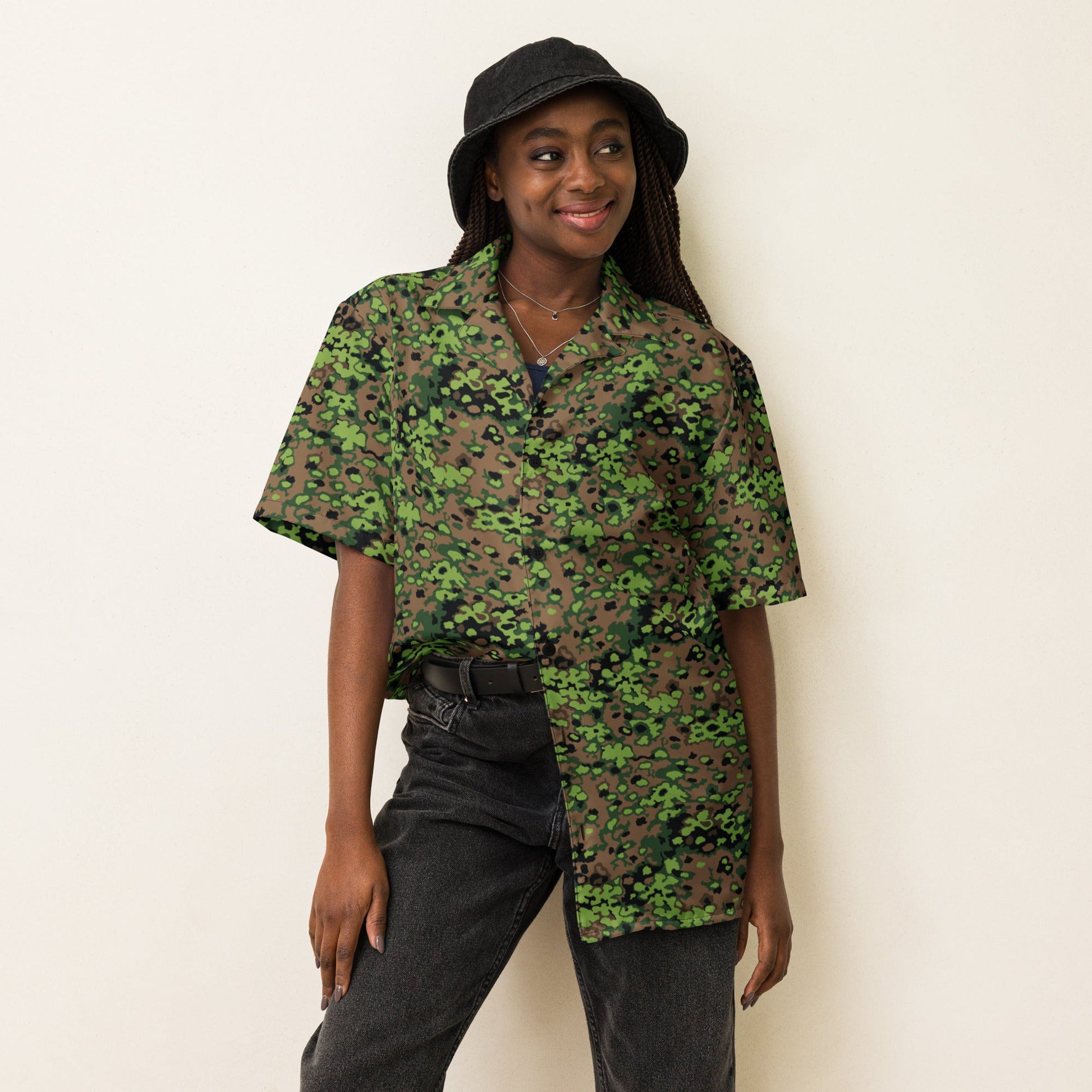 German Oak Leaf Eichenlaubmuster Spring CAMO Unisex Short-Sleeve Button Shirt