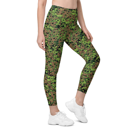 German Oak Leaf Eichenlaubmuster Spring CAMO Womens Leggings with Pockets - 2XS
