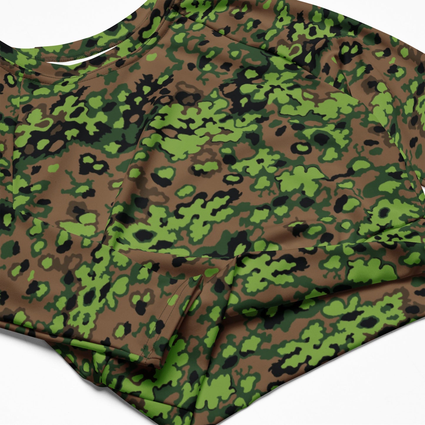 German Oak Leaf Eichenlaubmuster Spring CAMO Womens Long-Sleeve Crop Top