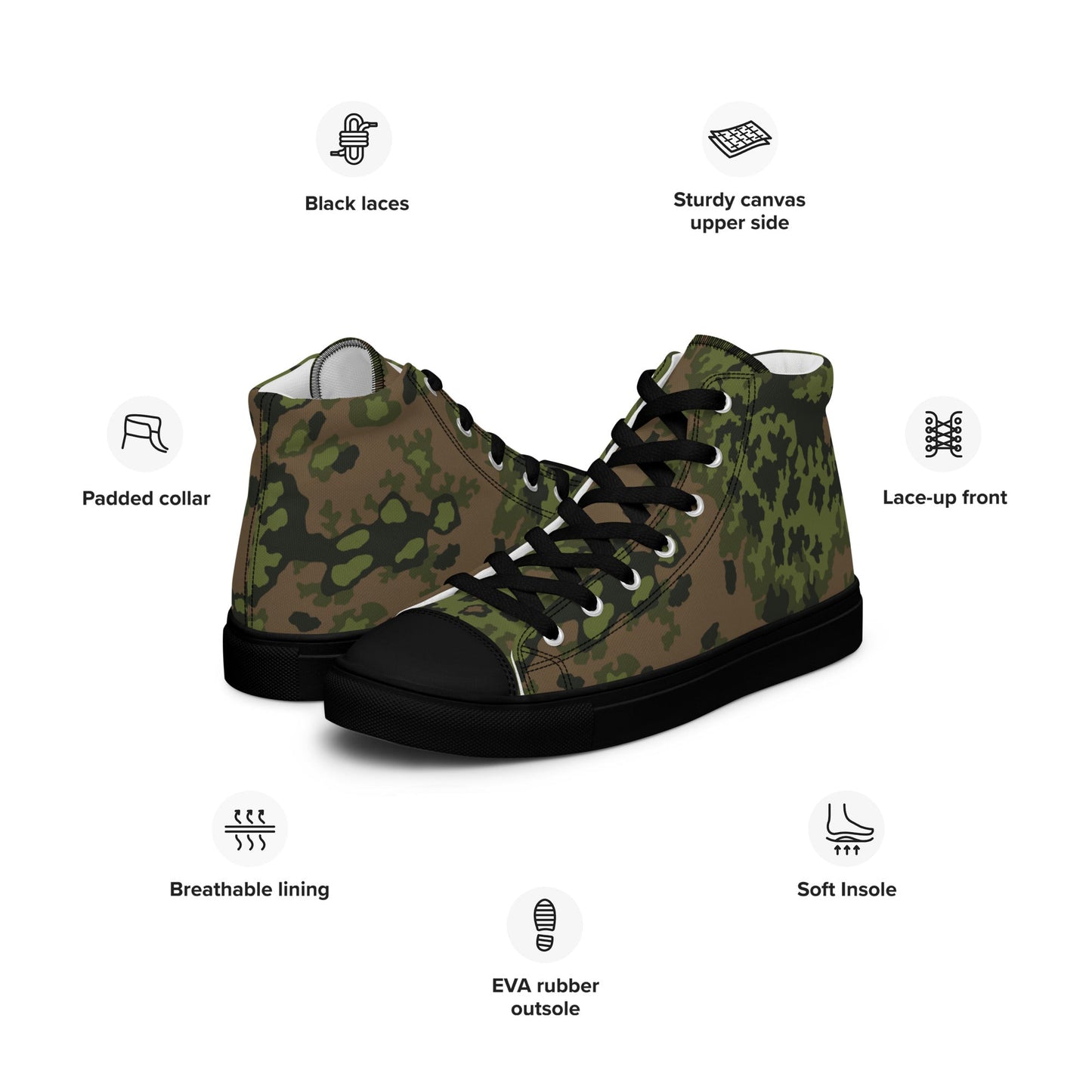 German Oak Leaf Eichenlaubmuster Summer CAMO Mens high top canvas shoes - High Top Canvas Shoes