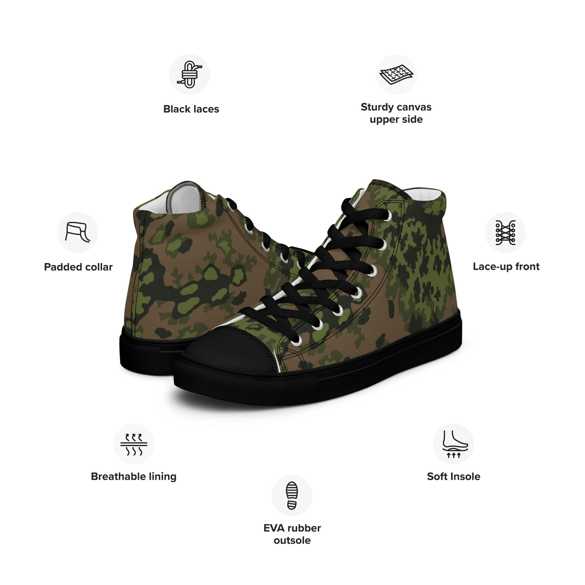 German Oak Leaf Eichenlaubmuster Summer CAMO Mens high top canvas shoes - High Top Canvas Shoes