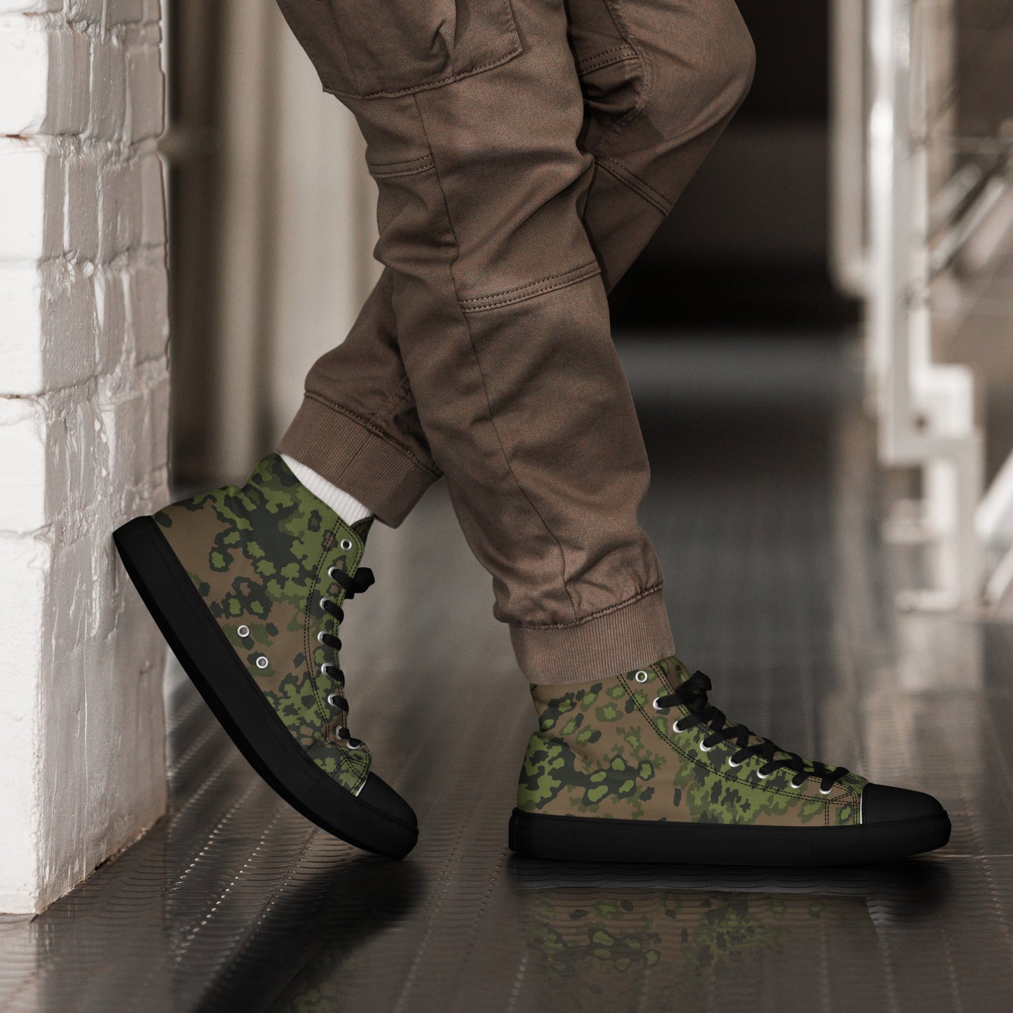 German Oak Leaf Eichenlaubmuster Summer CAMO Mens High-Top Canvas Shoes - 5
