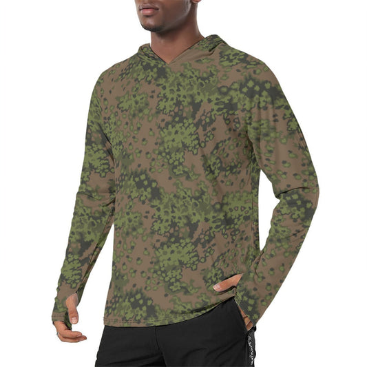 German Oak Leaf Eichenlaubmuster Summer CAMO Mens Sunscreen Sports Hoodie With Thumb Holes