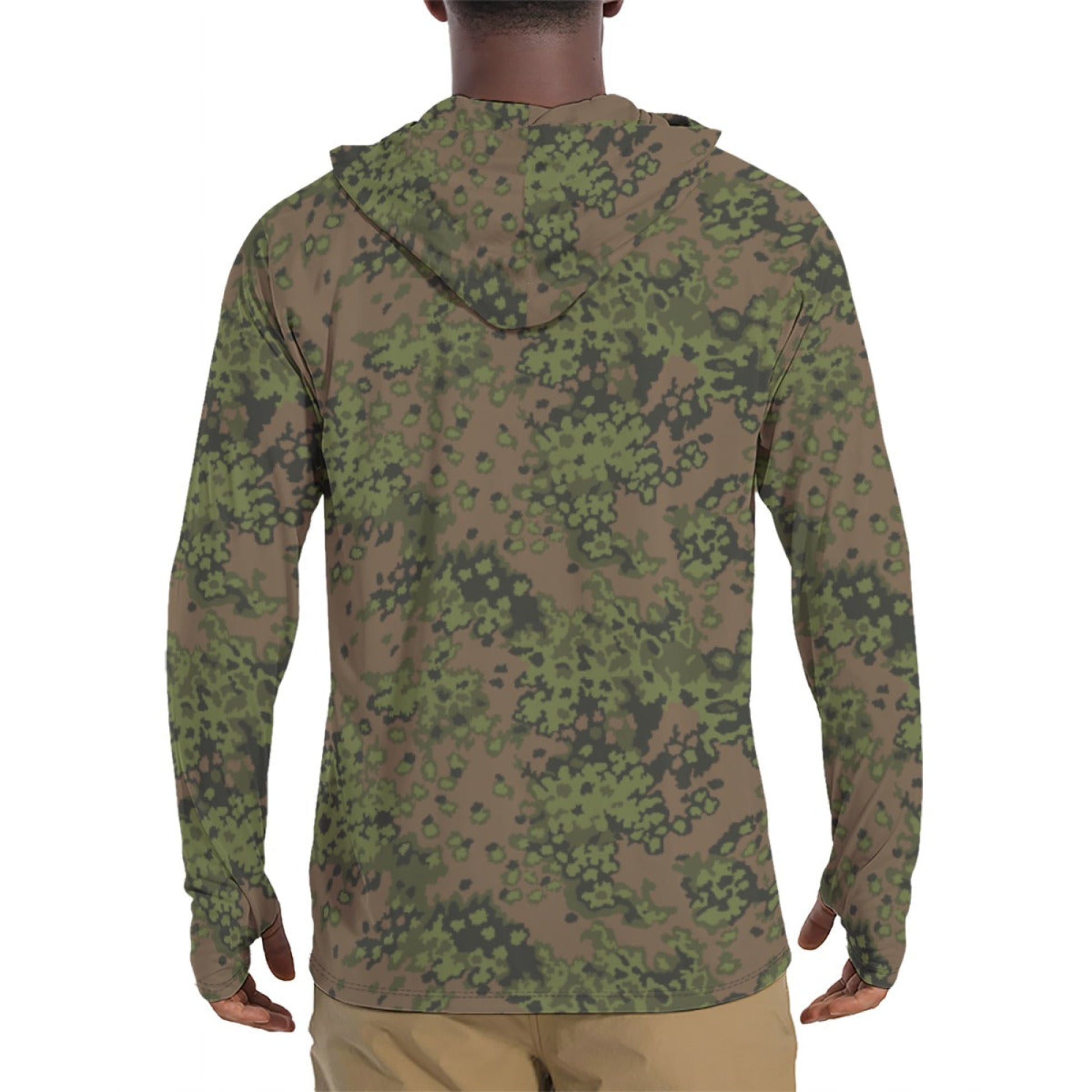 German Oak Leaf Eichenlaubmuster Summer CAMO Mens Sunscreen Sports Hoodie With Thumb Holes - S / White