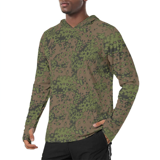 German Oak Leaf Eichenlaubmuster Summer CAMO Mens Sunscreen Sports Hoodie With Thumb Holes - S / White - Hoodies