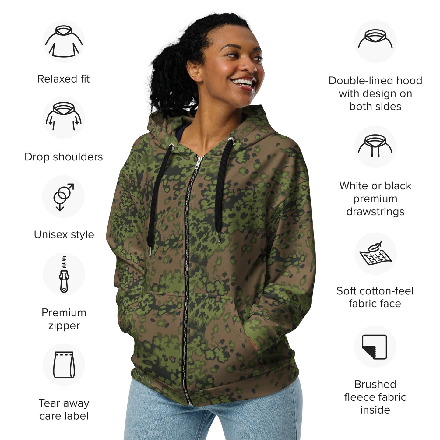 German Oak Leaf Eichenlaubmuster Summer CAMO Unisex zip hoodie - Zip Hoodies