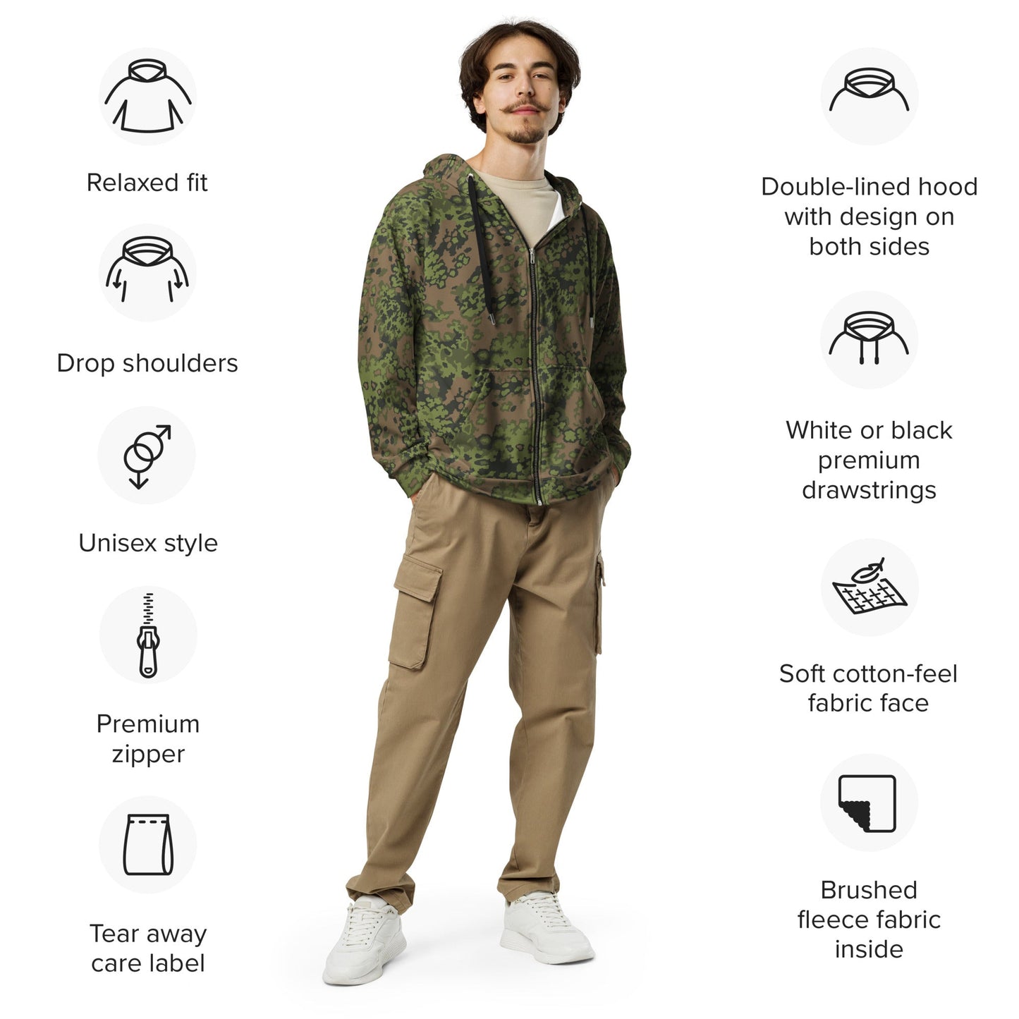 German Oak Leaf Eichenlaubmuster Summer CAMO Unisex zip hoodie - Zip Hoodies