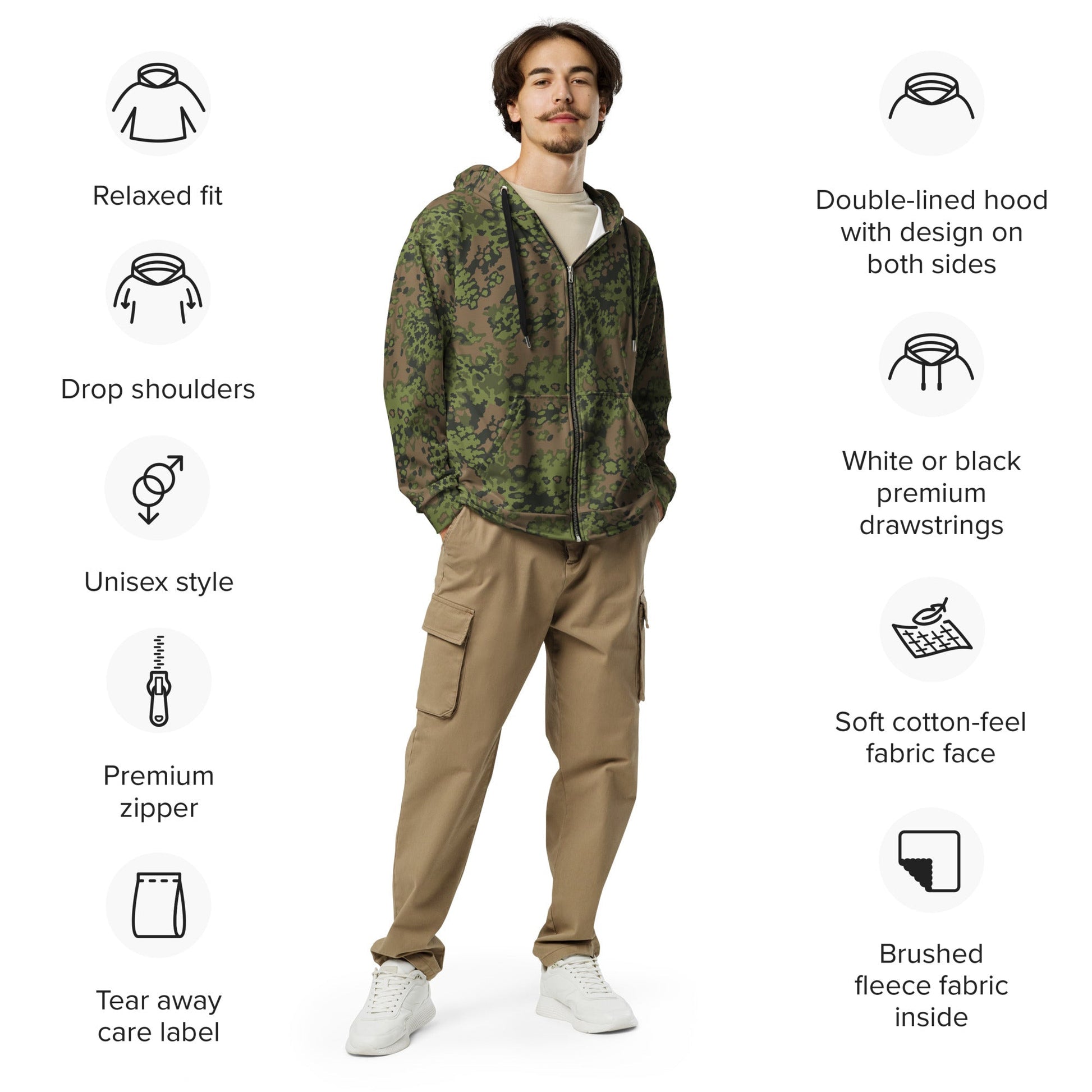 German Oak Leaf Eichenlaubmuster Summer CAMO Unisex zip hoodie - Zip Hoodies