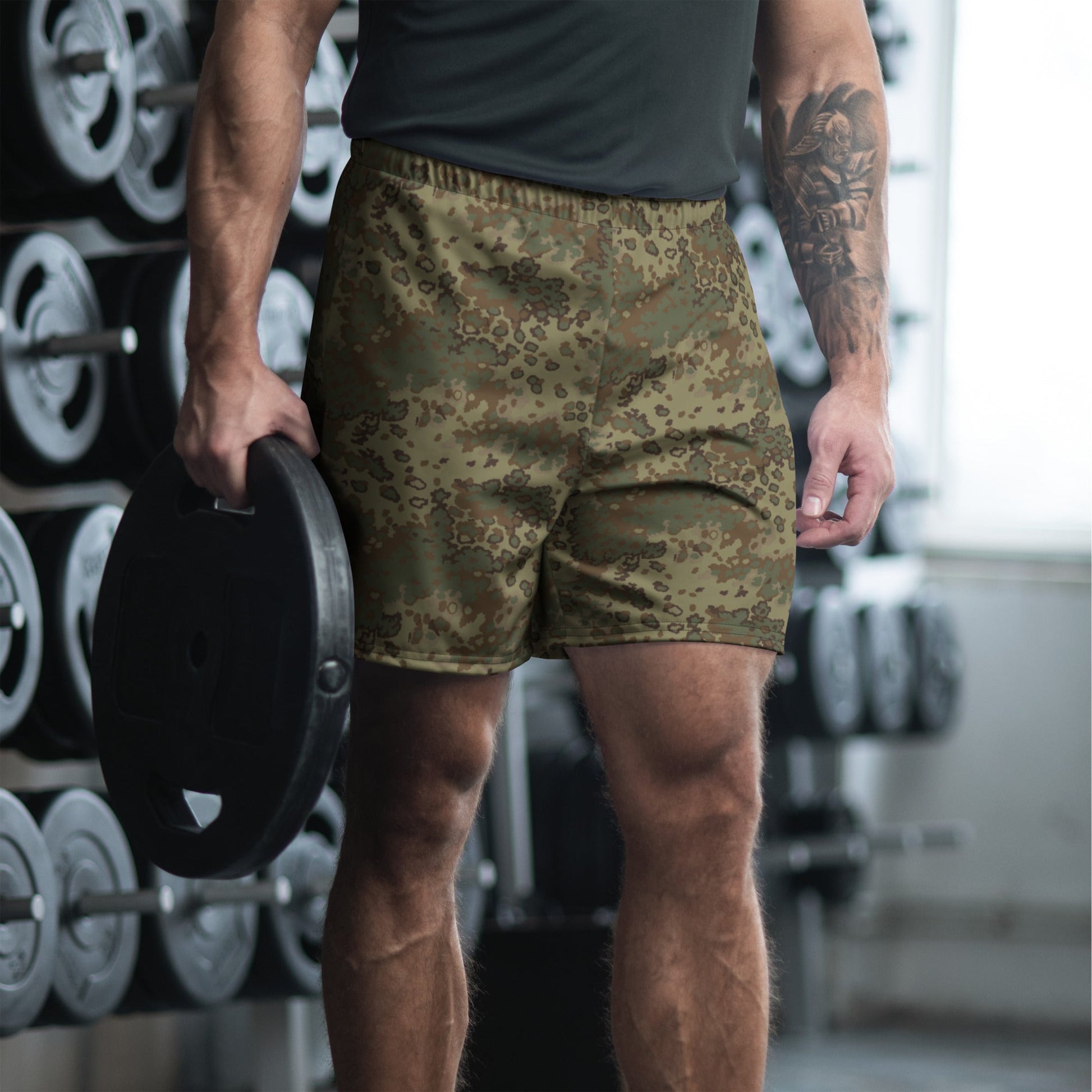 German Oak Leaf Multi-terrain CAMO Unisex Athletic Long Shorts - 2XS