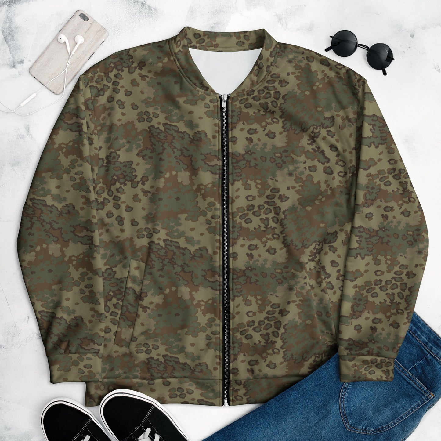 German Oak Leaf Multi-terrain CAMO Unisex Bomber Jacket