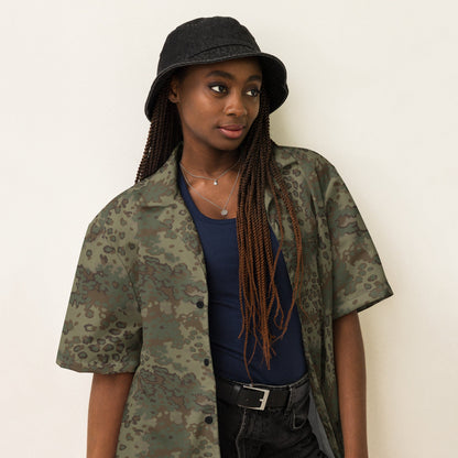 German Oak Leaf Multi-terrain CAMO Unisex Short-Sleeve Button Shirt