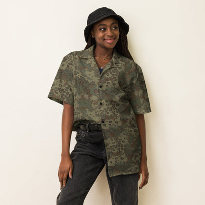 German Oak Leaf Multi-terrain CAMO Unisex Short-Sleeve Button Shirt