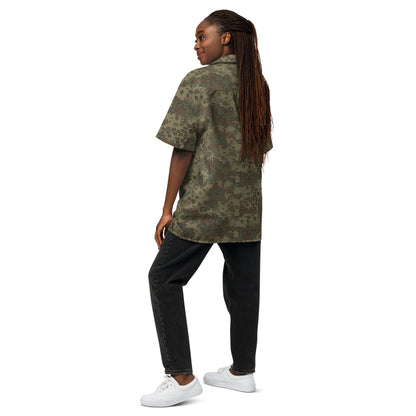 German Oak Leaf Multi-terrain CAMO Unisex Short-Sleeve Button Shirt