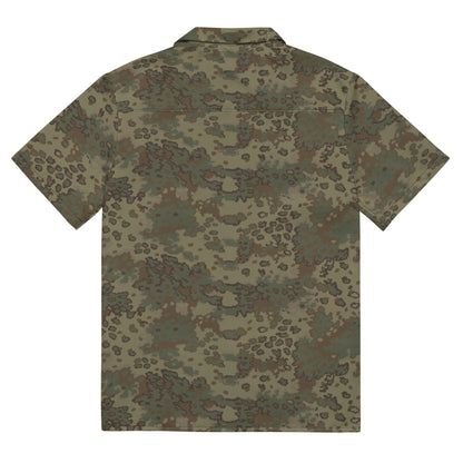 German Oak Leaf Multi-terrain CAMO Unisex Short-Sleeve Button Shirt