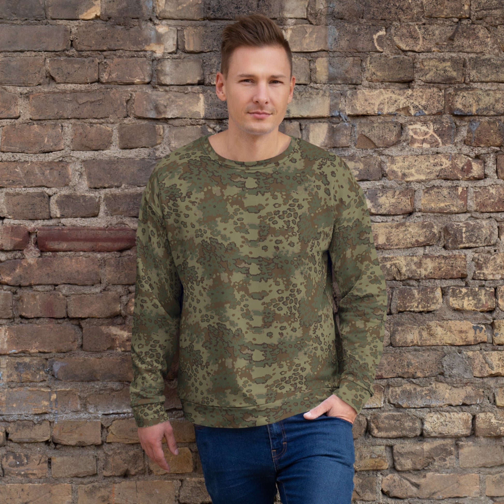 German Oak Leaf Multi-terrain CAMO Unisex Sweatshirt - 2XS