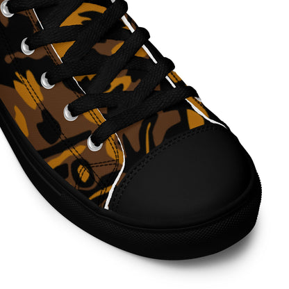 German Palm Tree Palmenmuster Autumn CAMO Mens high top canvas shoes - High Top Canvas Shoes
