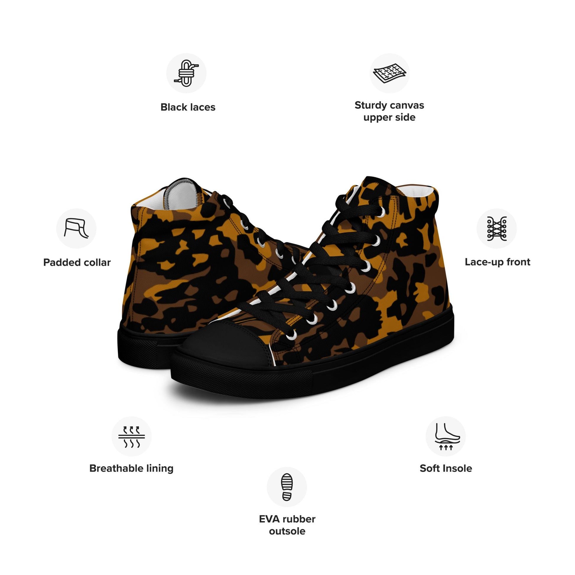 German Palm Tree Palmenmuster Autumn CAMO Mens high top canvas shoes - High Top Canvas Shoes