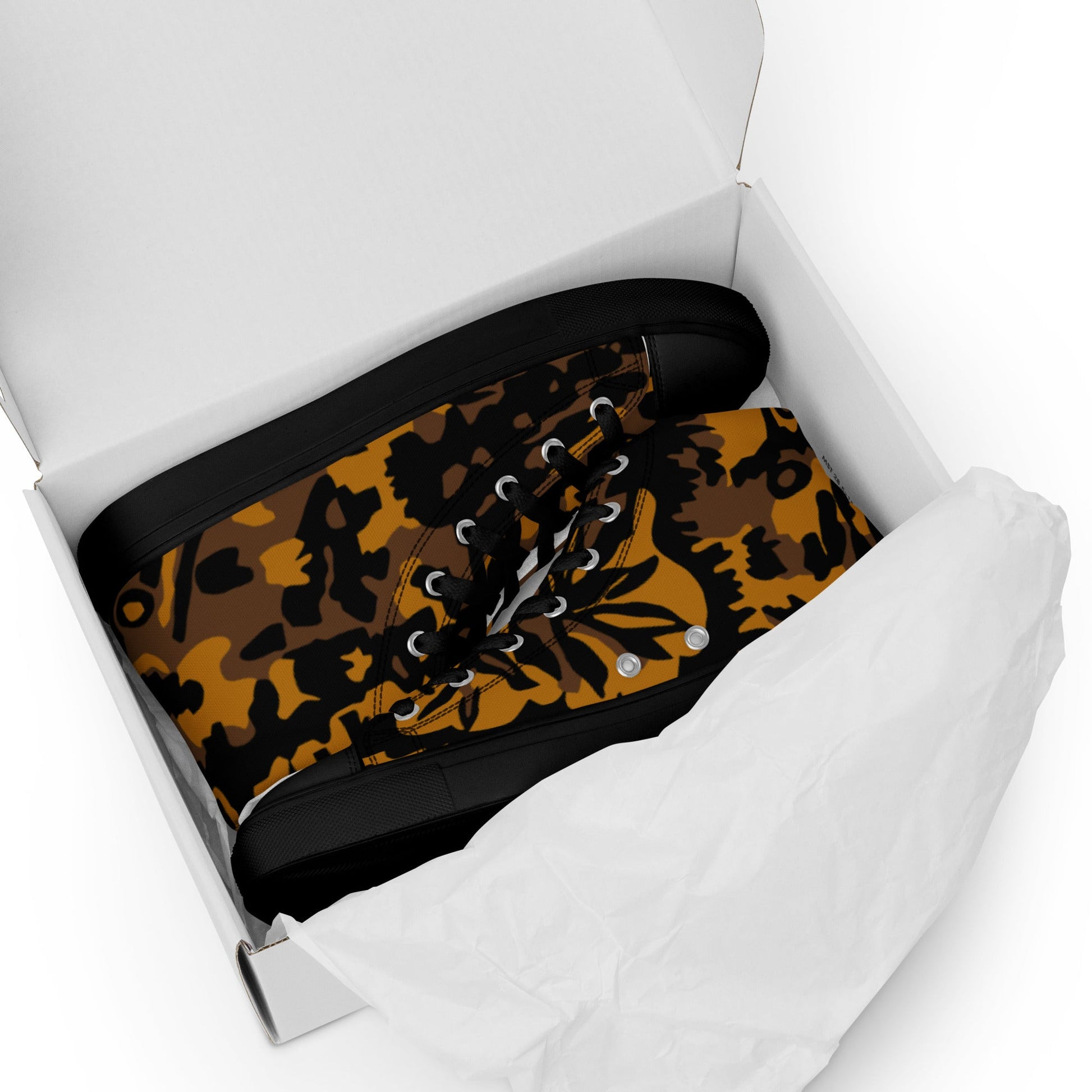German Palm Tree Palmenmuster Autumn CAMO Mens high top canvas shoes - High Top Canvas Shoes