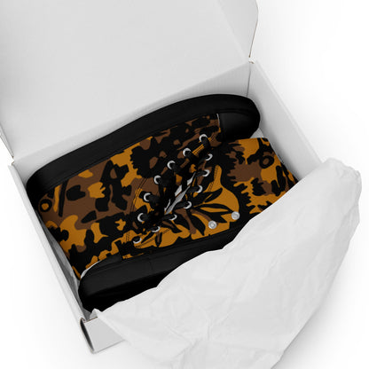 German Palm Tree Palmenmuster Autumn CAMO Mens high top canvas shoes - High Top Canvas Shoes