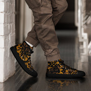 Palm Tree Palmenmuster Autumn CAMO Mens High-Top Canvas Shoes - Black / 5