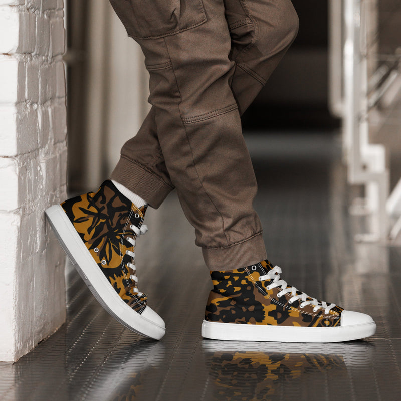 Palm Tree Palmenmuster Autumn CAMO Mens High-Top Canvas Shoes - White / 5
