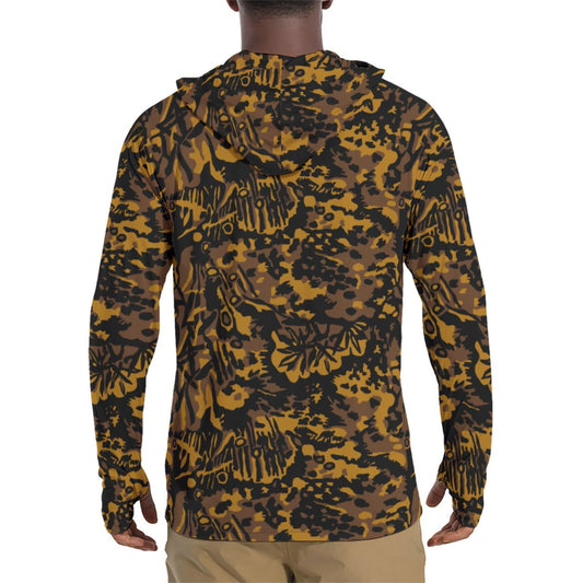 German Palm Tree Palmenmuster Autumn CAMO Mens Sunscreen Sports Hoodie With Thumb Holes - S / White