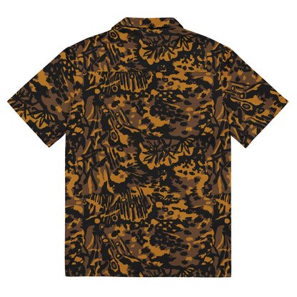 German Palm Tree Palmenmuster Autumn CAMO Unisex Short-Sleeve Button Shirt