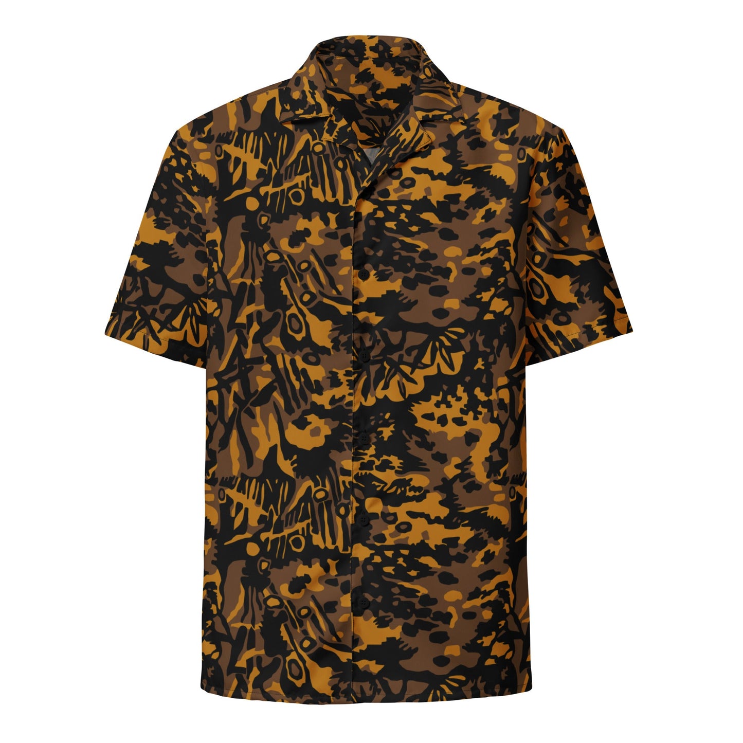 German Palm Tree Palmenmuster Autumn CAMO Unisex Short-Sleeve Button Shirt