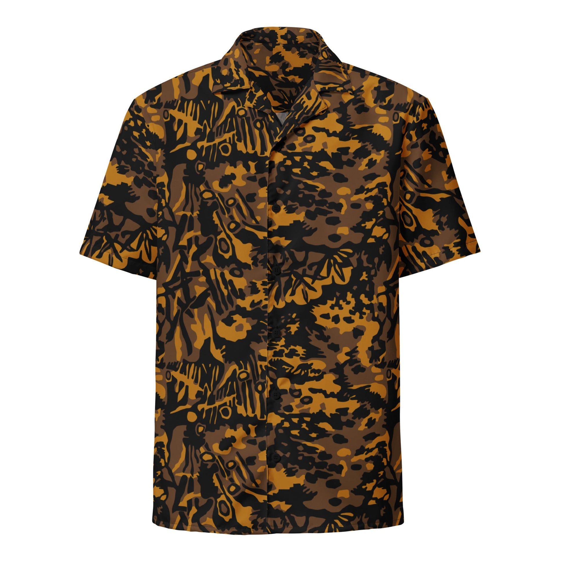 German Palm Tree Palmenmuster Autumn CAMO Unisex Short-Sleeve Button Shirt