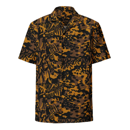 German Palm Tree Palmenmuster Autumn CAMO Unisex Short-Sleeve Button Shirt