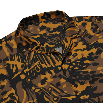 German Palm Tree Palmenmuster Autumn CAMO Unisex Short-Sleeve Button Shirt